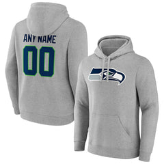 Seattle Seahawks Team Authentic Custom Pullover Hoodie Heathered Gray | NFL