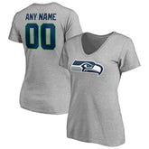Seattle Seahawks Women's Team Authentic Custom V-Neck T-Shirt Gray | NFL