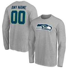Seattle Seahawks Team Authentic Custom Long Sleeve T-Shirt Gray | NFL