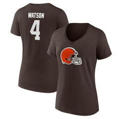 Deshaun Watson Cleveland Browns Women's Player Icon Name & Number V-Neck T-Shirt Brown | Fanatics