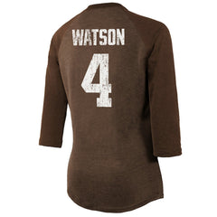 Deshaun Watson Cleveland Browns Majestic Threads Women's Name & Number Raglan 3/4 Sleeve T-Shirt Brown | NFL