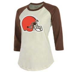 Deshaun Watson Cleveland Browns Majestic Threads Women's Player Name & Number Tri-Blend Three-Quarter Sleeve T-Shirt Cream | NFL