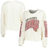 Arizona Cardinals '47 Women's Brush Back Parkway Cropped Lightweight Long Sleeve T-Shirt Cream | 47 brand