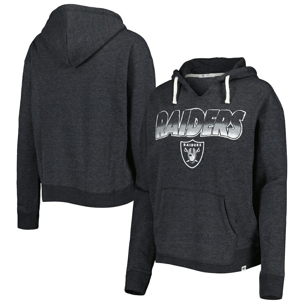 Las Vegas Raiders '47 Women's Color Rise Kennedy Notch Neck Pullover Hoodie Black | 47 brand