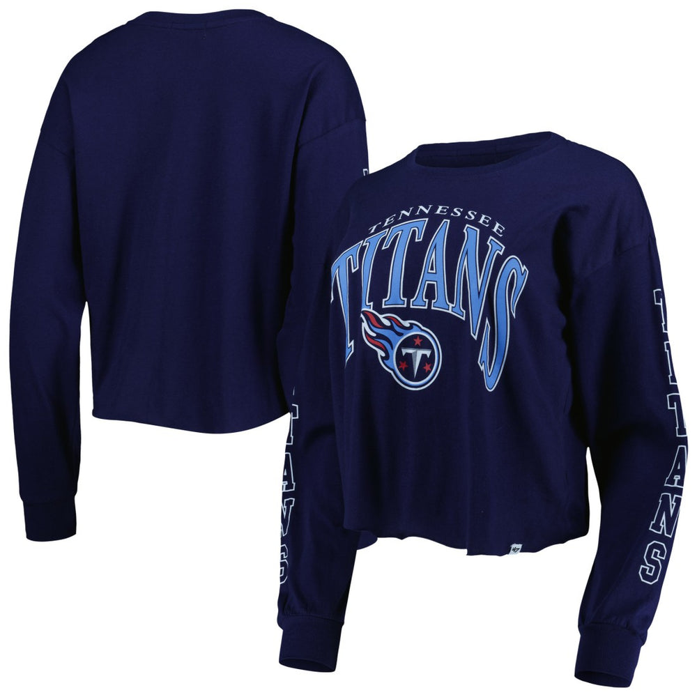 Tennessee Titans '47 Women's Skyler Parkway Cropped Long Sleeve T-Shirt Navy | 47 brand