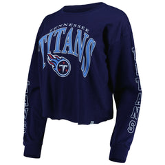 Tennessee Titans '47 Women's Skyler Parkway Cropped Long Sleeve T-Shirt Navy | 47 brand