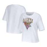 New Orleans Saints WEAR by Erin Andrews Women's Boxy Floral Cropped T-Shirt White | NFL