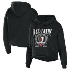 Tampa Bay Buccaneers WEAR by Erin Andrews Women's Cropped Sponge Fleece Pullover Hoodie Black | NFL