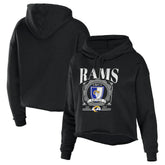 Los Angeles Rams WEAR by Erin Andrews Women's Cropped Sponge Fleece Pullover Hoodie Black | NFL