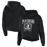 Carolina Panthers WEAR by Erin Andrews Women's Cropped Sponge Fleece Pullover Hoodie Black | NFL