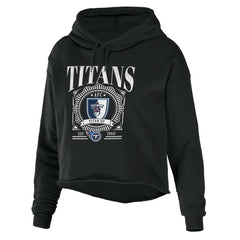 Tennessee Titans WEAR by Erin Andrews Women's Cropped Sponge Fleece Pullover Hoodie Black | NFL