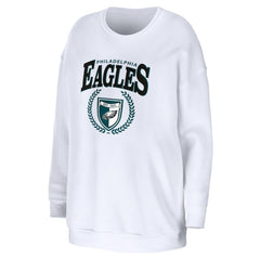 Philadelphia Eagles WEAR by Erin Andrews Women's Oversized Pullover Sweatshirt White | NFL