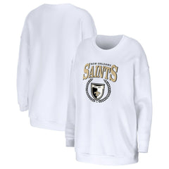 New Orleans Saints WEAR by Erin Andrews Women's Oversized Pullover Sweatshirt White | NFL