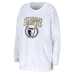 New Orleans Saints WEAR by Erin Andrews Women's Oversized Pullover Sweatshirt White | NFL