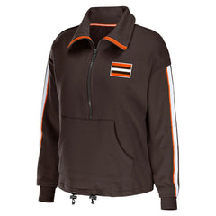 Cleveland Browns WEAR by Erin Andrews Women's Logo Stripe Half-Zip Top Brown | NFL