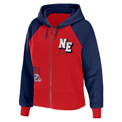New England Patriots WEAR by Erin Andrews Women's Colorblock Lightweight Full-Zip Hoodie Red | NFL