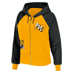 Pittsburgh Steelers WEAR by Erin Andrews Women's Colorblock Lightweight Full-Zip Hoodie Gold | NFL