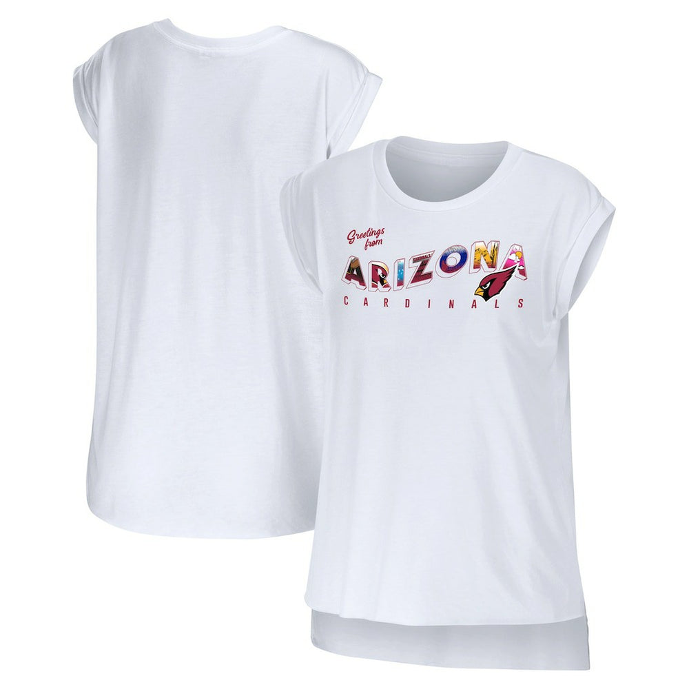 Arizona Cardinals WEAR by Erin Andrews Women's Greetings From Muscle T-Shirt White | NFL