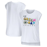 Green Bay Packers WEAR by Erin Andrews Women's Greetings From Muscle T-Shirt White | NFL