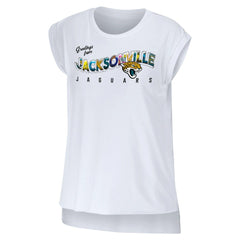 Jacksonville Jaguars WEAR by Erin Andrews Women's Greetings From Muscle T-Shirt White | NFL