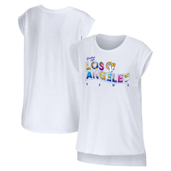 Los Angeles Rams WEAR by Erin Andrews Women's Greetings From Muscle T-Shirt White | NFL