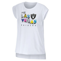 Las Vegas Raiders WEAR by Erin Andrews Women's Greetings From Muscle T-Shirt White | NFL
