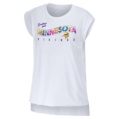 Minnesota Vikings WEAR by Erin Andrews Women's Greetings From Muscle T-Shirt White | NFL