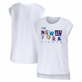 New York Giants WEAR by Erin Andrews Women's Greetings From Muscle T-Shirt White | NFL