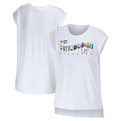 Pittsburgh Steelers WEAR by Erin Andrews Women's Greetings From Muscle T-Shirt White | NFL