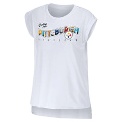 Pittsburgh Steelers WEAR by Erin Andrews Women's Greetings From Muscle T-Shirt White | NFL