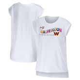 Washington Commanders WEAR by Erin Andrews Women's Greetings From Muscle T-Shirt White | NFL