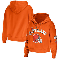 Cleveland Browns WEAR by Erin Andrews Women's Modest Cropped Pullover Hoodie Orange | NFL