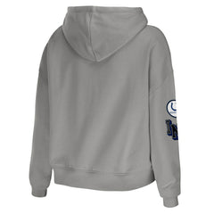 Indianapolis Colts WEAR by Erin Andrews Women's Modest Cropped Pullover Hoodie Gray | NFL
