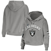 Las Vegas Raiders WEAR by Erin Andrews Women's Modest Cropped Pullover Hoodie Gray | NFL