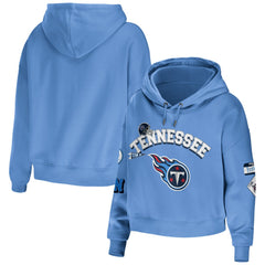 Tennessee Titans WEAR by Erin Andrews Women's Modest Cropped Pullover Hoodie Light Blue | NFL