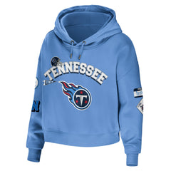 Tennessee Titans WEAR by Erin Andrews Women's Modest Cropped Pullover Hoodie Light Blue | NFL