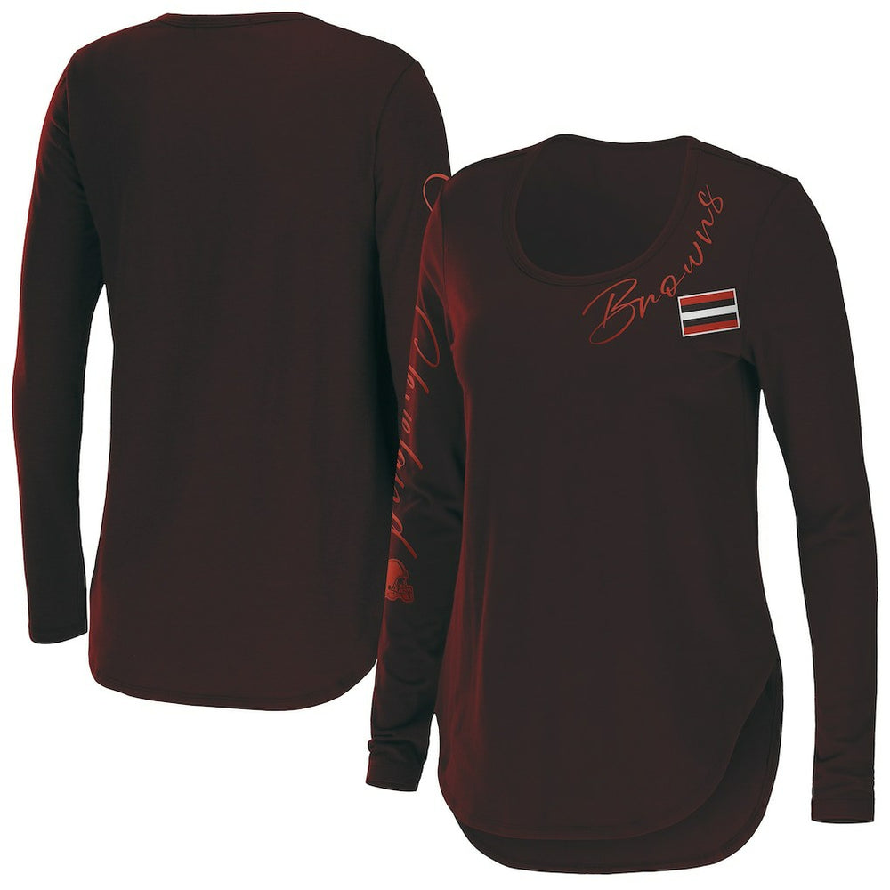 Cleveland Browns WEAR by Erin Andrews Women's Team Scoop Neck T-Shirt Brown | NFL