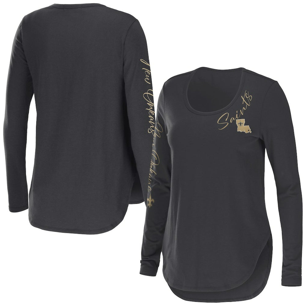 New Orleans Saints WEAR by Erin Andrews Women's Team Scoop Neck T-Shirt Charcoal | NFL