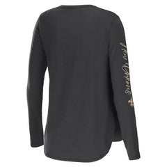 New Orleans Saints WEAR by Erin Andrews Women's Team Scoop Neck T-Shirt Charcoal | NFL