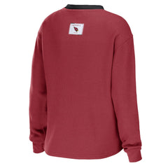 Arizona Cardinals WEAR by Erin Andrews Women's Waffle Henley Long Sleeve T-Shirt Cardinal | NFL