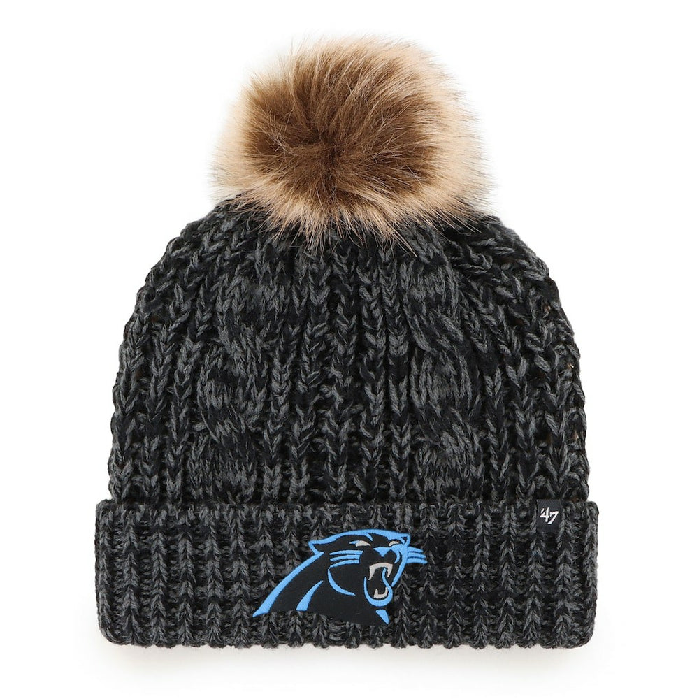 Carolina Panthers '47 Women's Meeko Cuffed Knit Hat with Pom Black | 47 brand