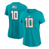 Tyreek Hill Miami Dolphins Women's Player Name & Number T-Shirt Aqua | Nike for Sale