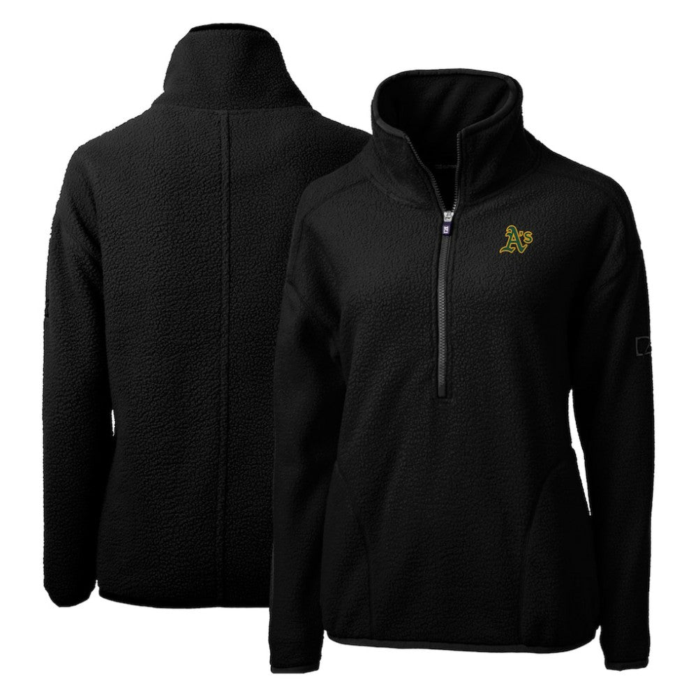 Athletics Cutter & Buck Women's Cascade Eco Sherpa Fleece Quarter-Zip Pullover Jacket - MLB