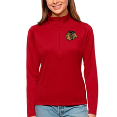Chicago Blackhawks Antigua Women's Tribute Quarter-Zip Pullover Top - Red - NHL