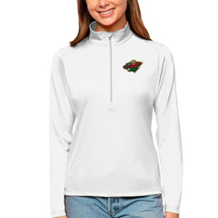 Minnesota Wild Antigua Women's Tribute Quarter-Zip Pullover Top - White - NHL