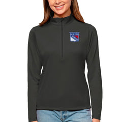 New York Rangers Antigua Women's Tribute Quarter-Zip Pullover Top - Charcoal - NHL