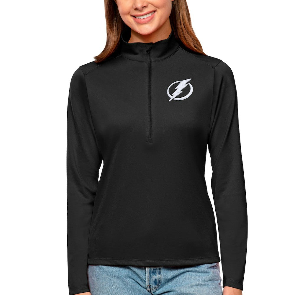 Tampa Bay Lightning Antigua Women's Tribute Quarter-Zip Pullover Top - Black - NHL