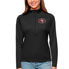 San Francisco 49ers Antigua Women's Tribute Half-Zip Top Black | NFL