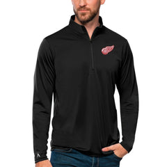 Detroit Red Wings Antigua Tribute Quarter-Zip Pullover Top - Black - NHL