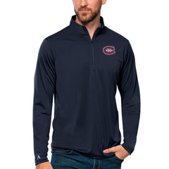 Montreal Canadiens Antigua Tribute Quarter-Zip Pullover Top - Navy - NHL